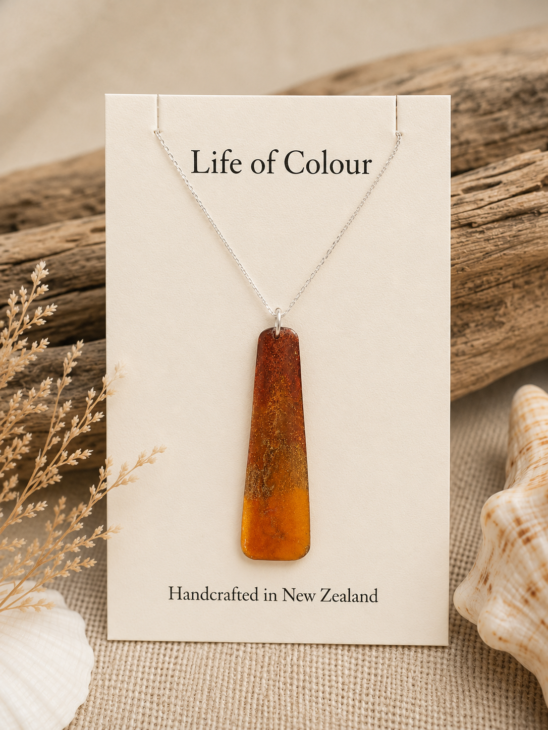Copper Glow – Warm Metallic Orange Pendant - reversible