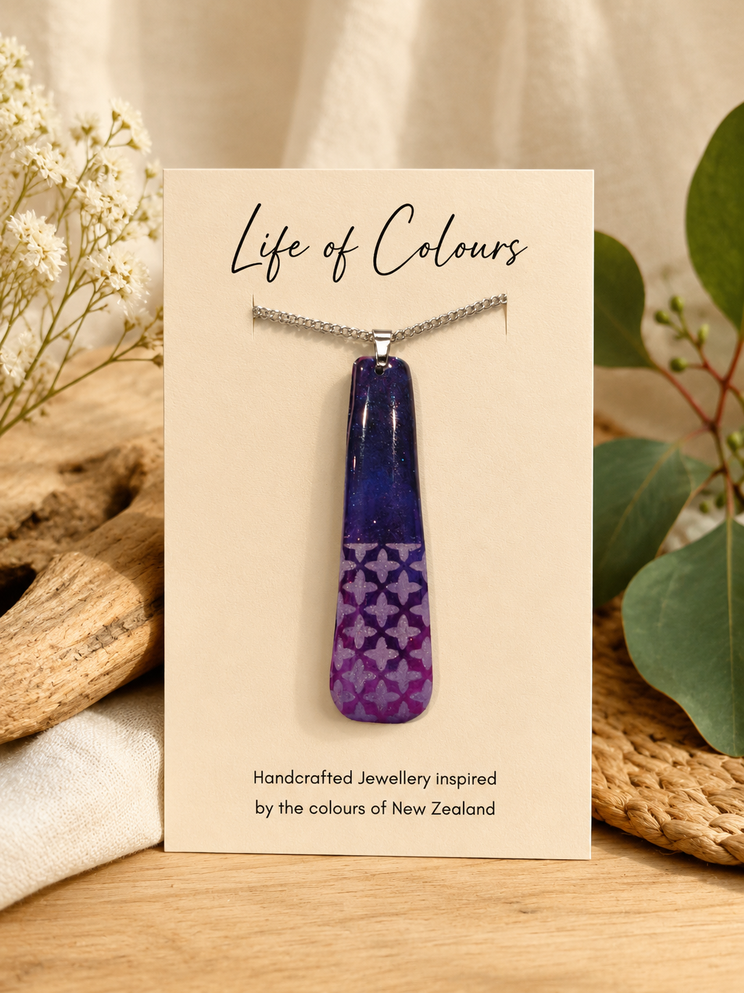 Starlit Amethyst Necklace 925 Silver - Reversible