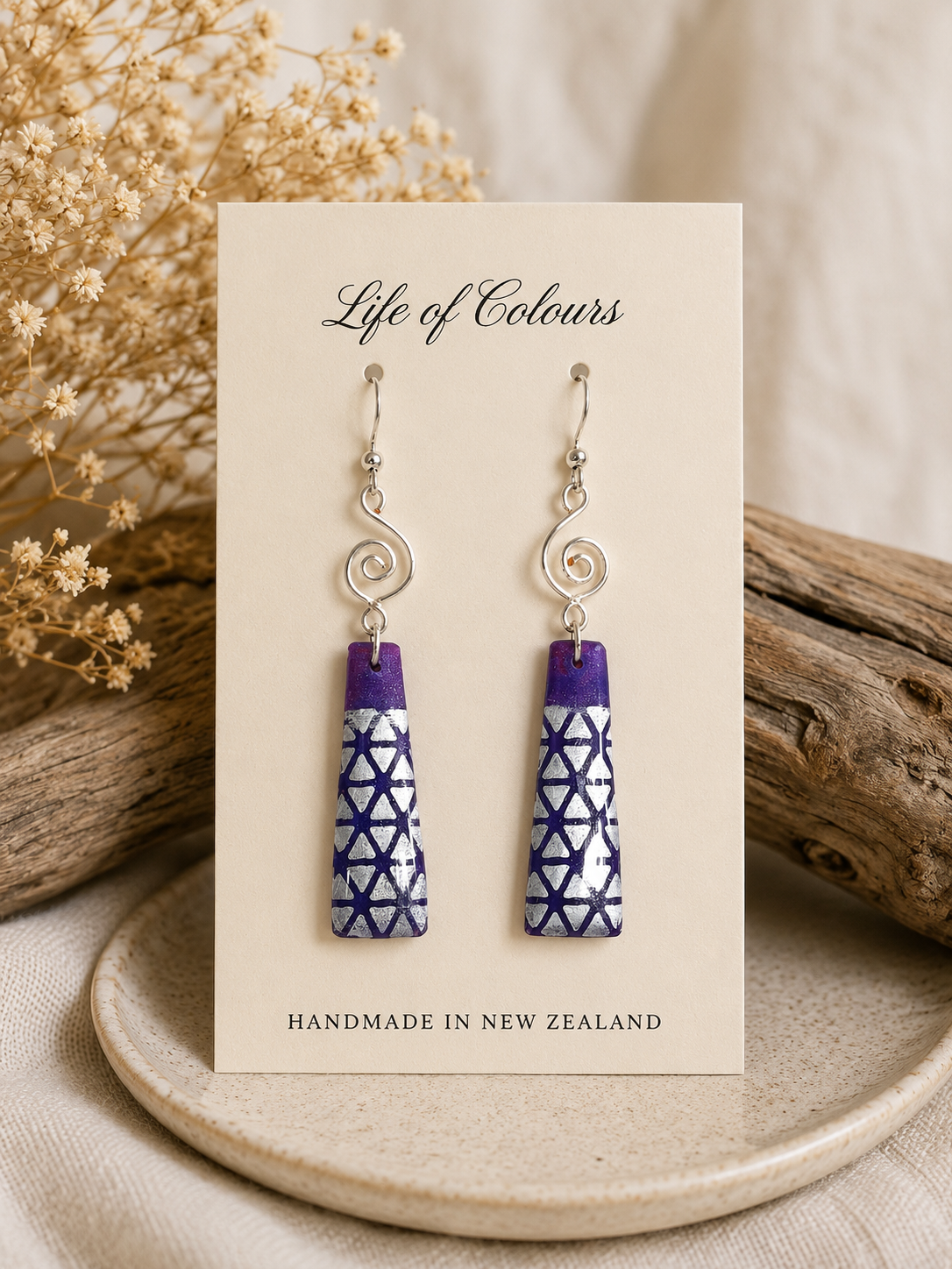 Silver Violet Earrings