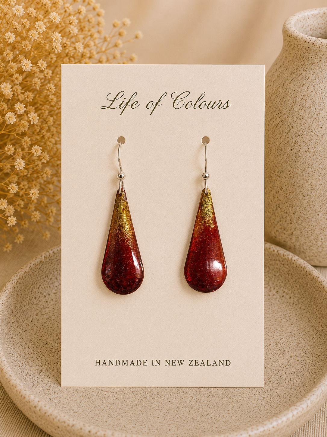 Red Oxide Glow Earrings