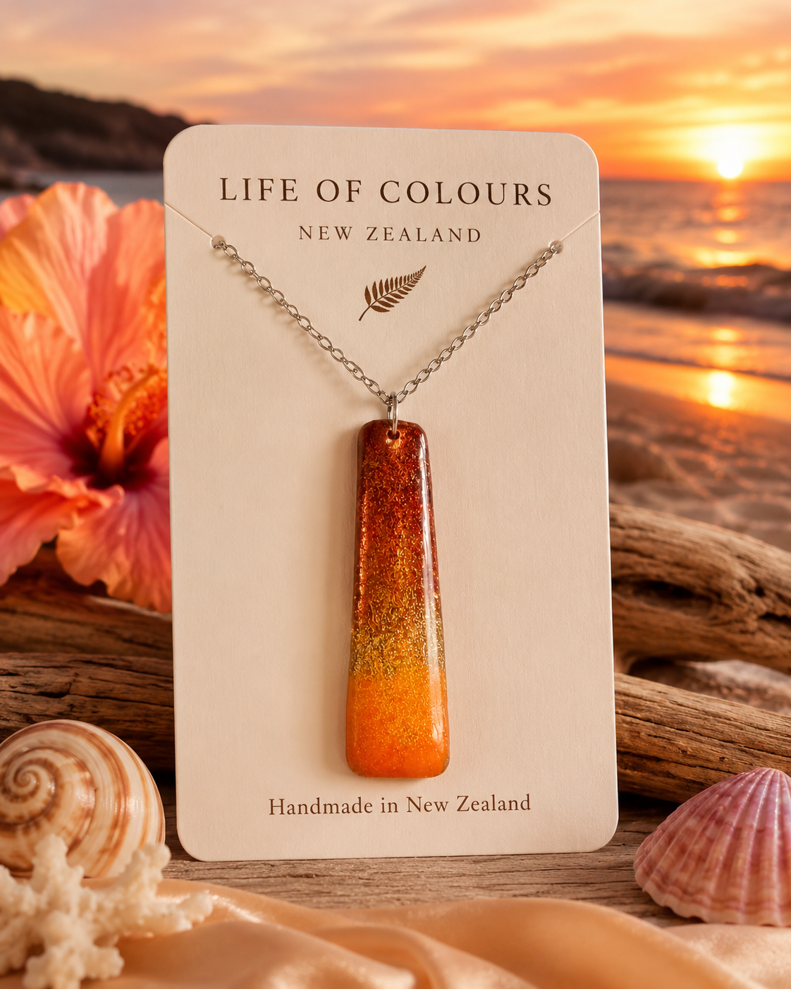 Copper Glow – Warm Metallic Orange Pendant - reversible