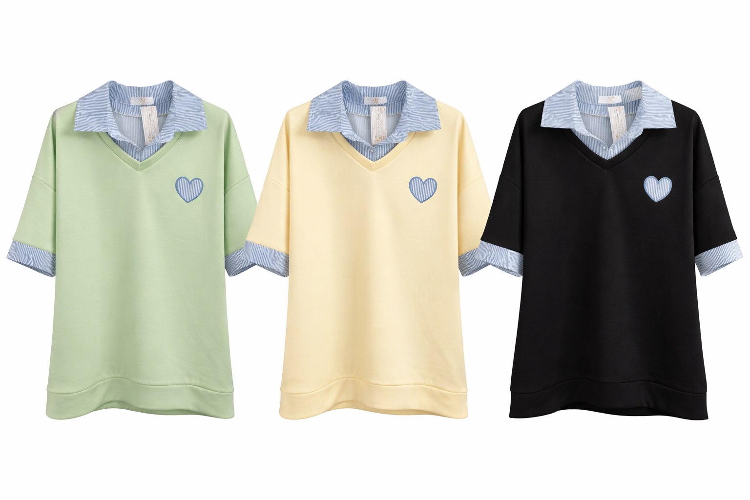 T-shirt met blouse kraagje