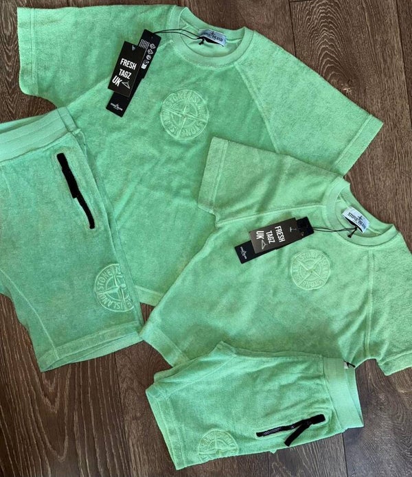 Junior Stone Island towelling shorts set