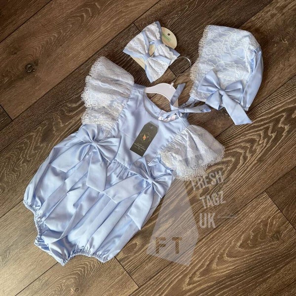 Luxury lace romper & bonnet