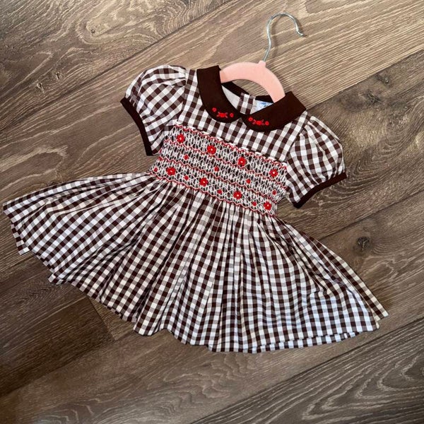 Hand smocked checked dress
