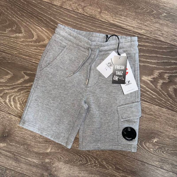 CP COMPANY JUNIOR LENS SHORTS IN GREY