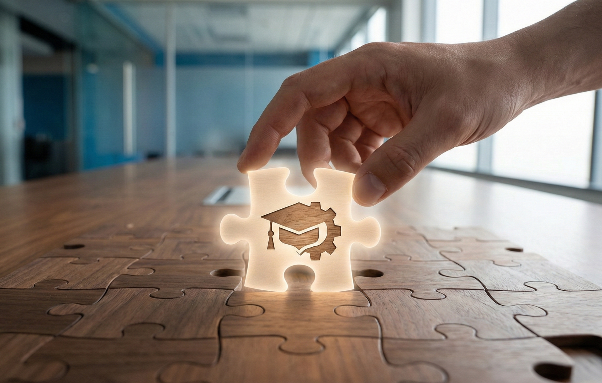 Pieza final de un rompecabezas con icono de especialización técnica, ilustrando el valor agregado que aporta la certificación y la consultoría experta al perfil profesional.