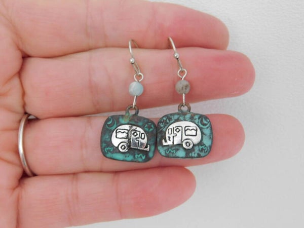 Rustic Happy Camper Earrings