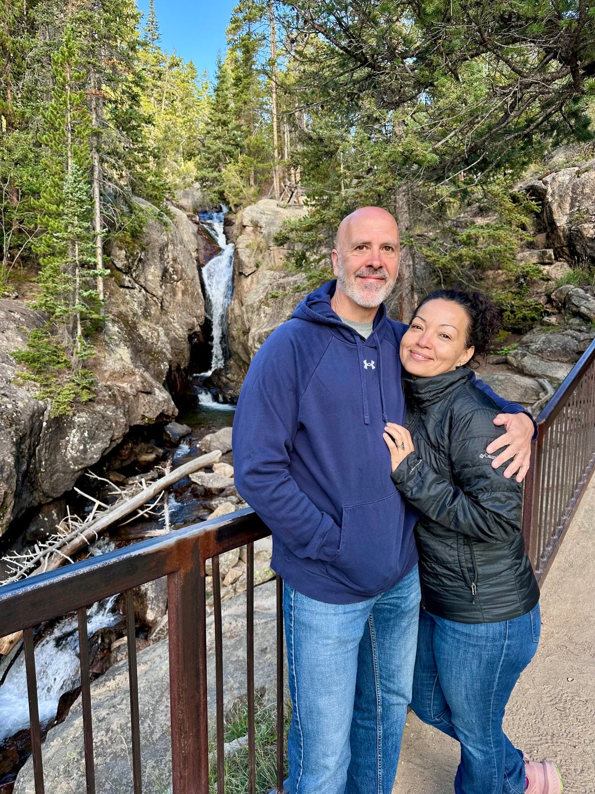 Diana and Michael together at a waterfall