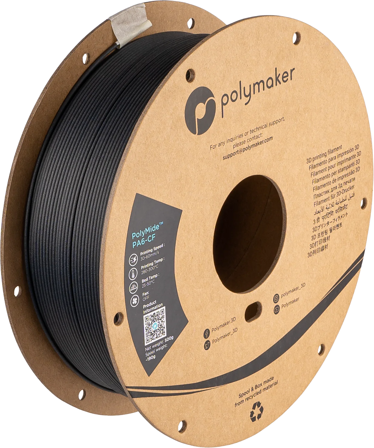 Polymaker PolyMide PA6-CF Black 1.75mm | 500g