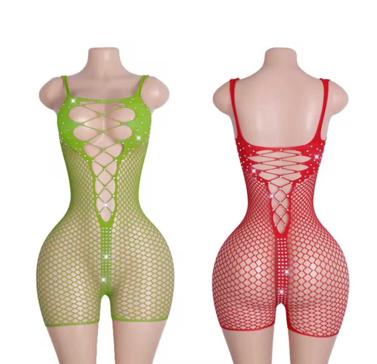 Sparkling fishnet romper