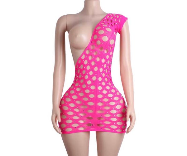 Sultry one-shoulder exotic mini dress