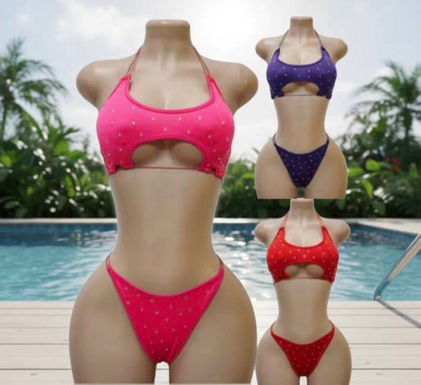 Luxury rhinestone, vibrant, bold two-piece set