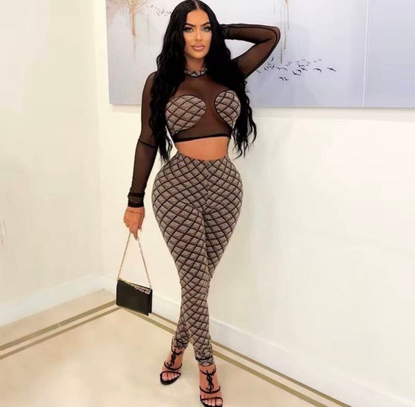 Chic high-fashion two-piece lounge set