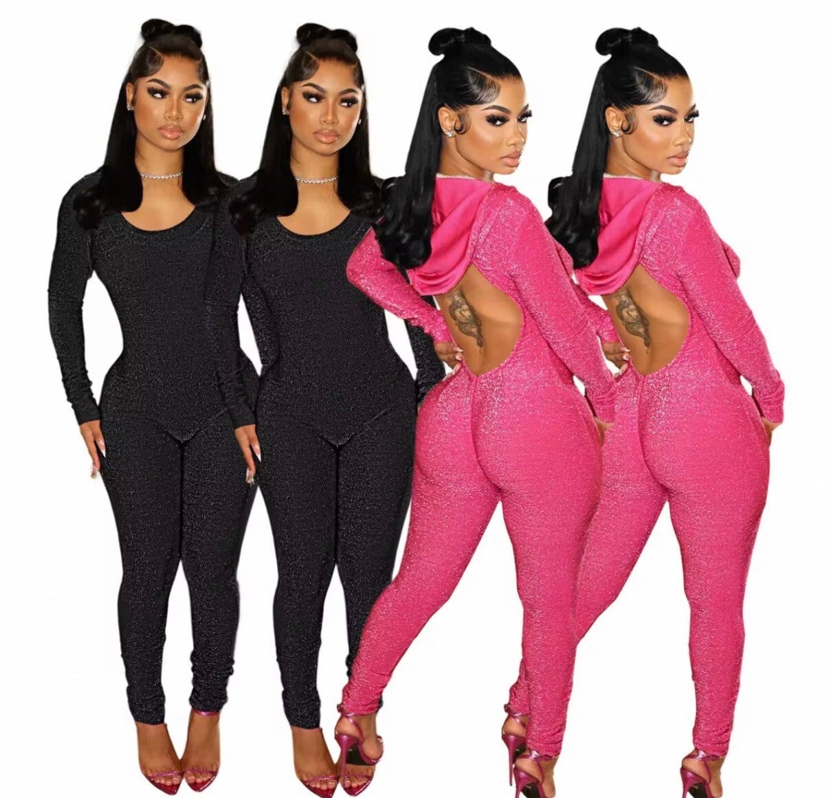 Glamorous open-back glitter jumpsuit