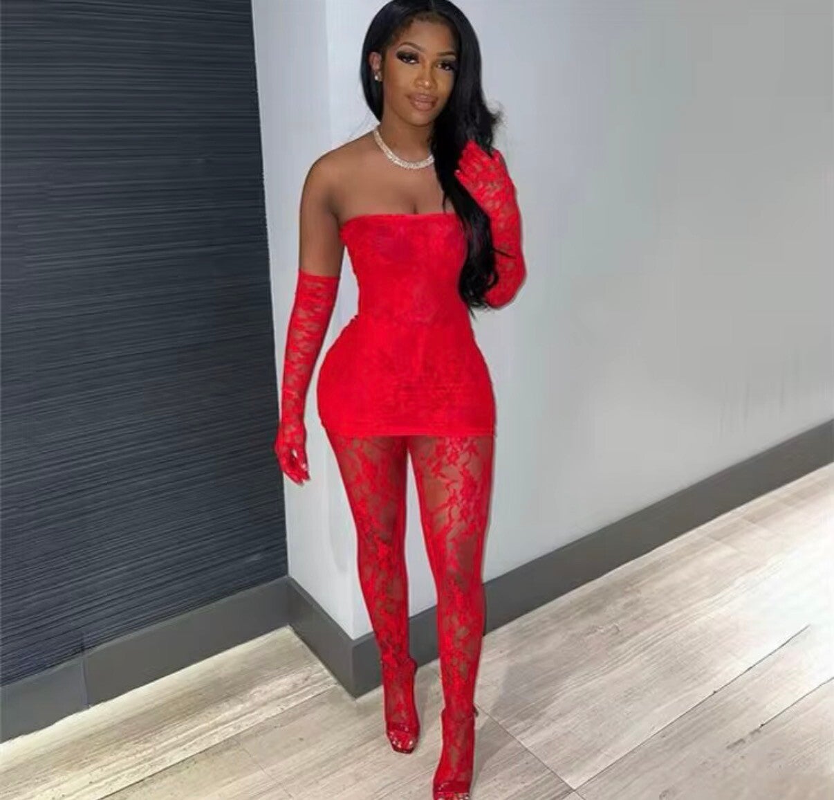 Sultry lace bodycon mini dress