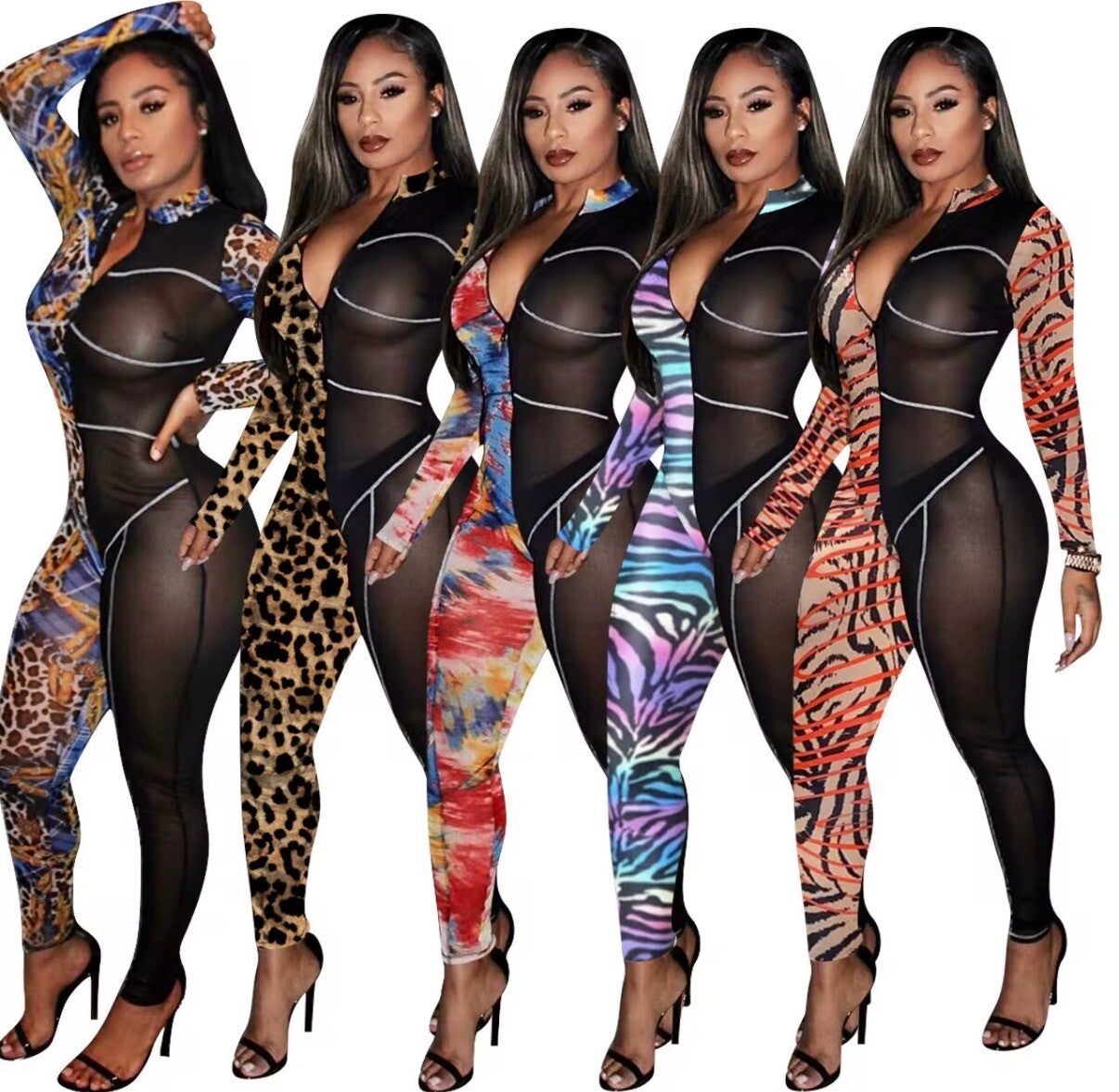 Bold mesh illusion jumpsuit