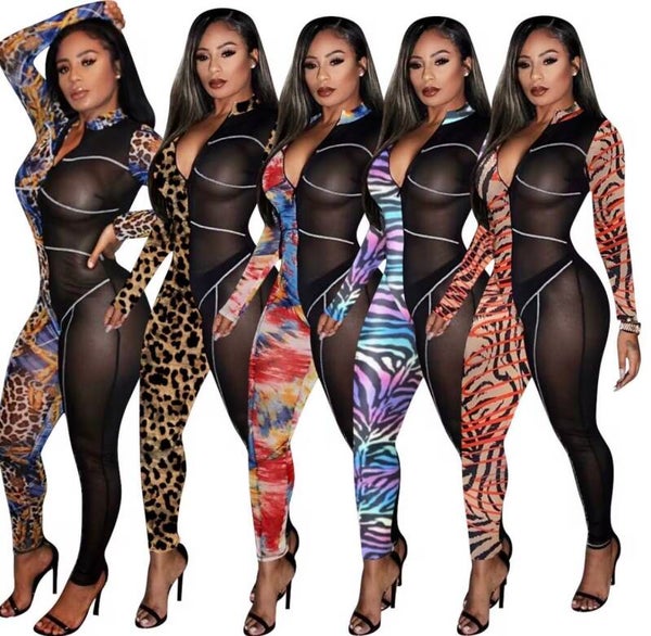 Bold mesh illusion jumpsuit