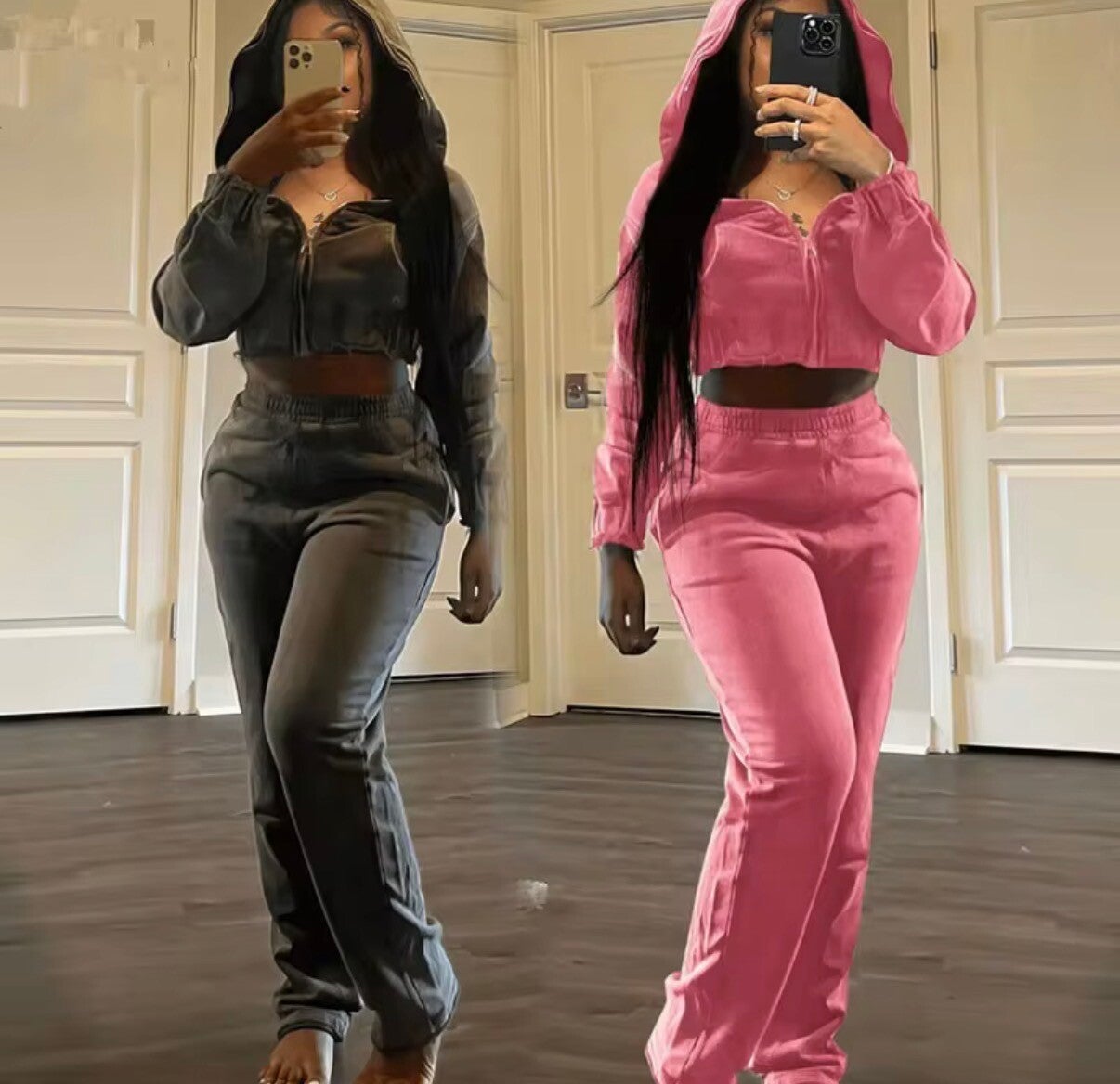 Luxury velour two-piece lounge set
