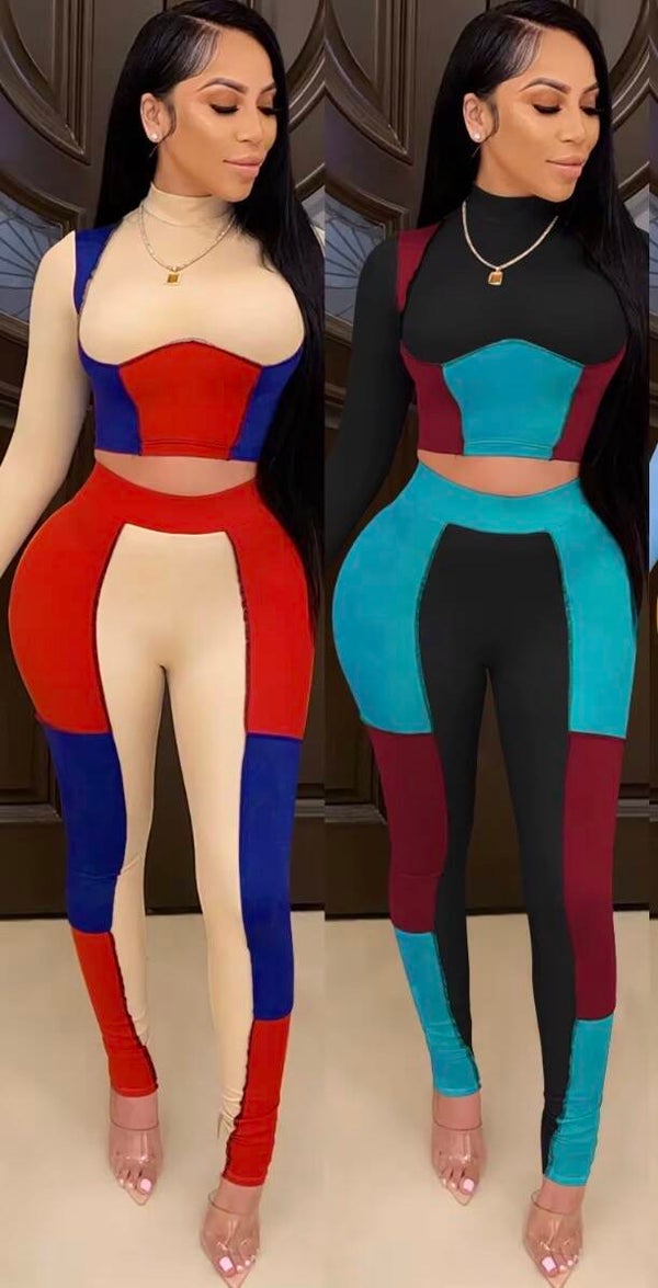 Bold colorblock Long sleevetwo-piece outfit