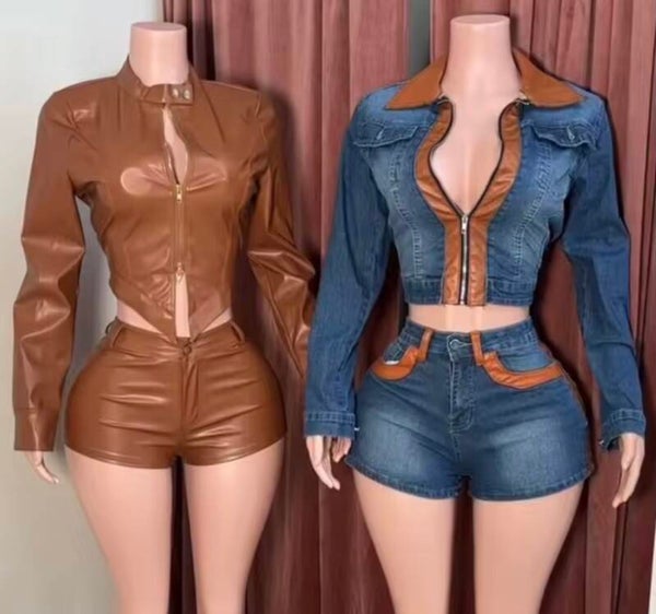 Ultra-fitted women’s jacket & shorts two-piece sets