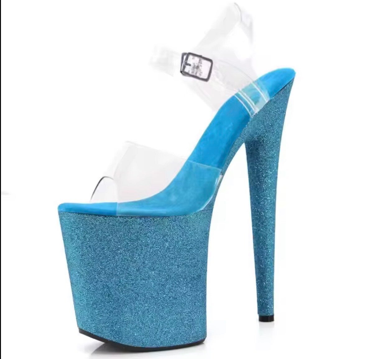 Ocean blue platform stilettos
