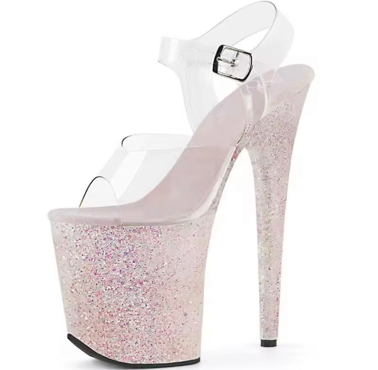 Baby pink/ white glitter platforms