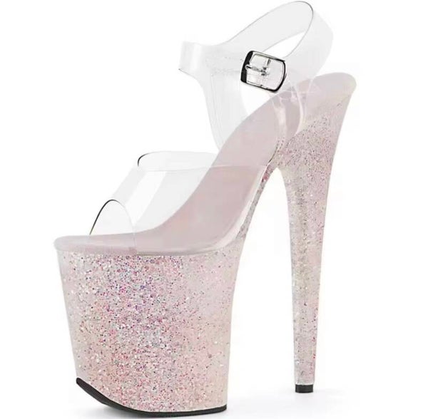 Baby pink/ white glitter platforms
