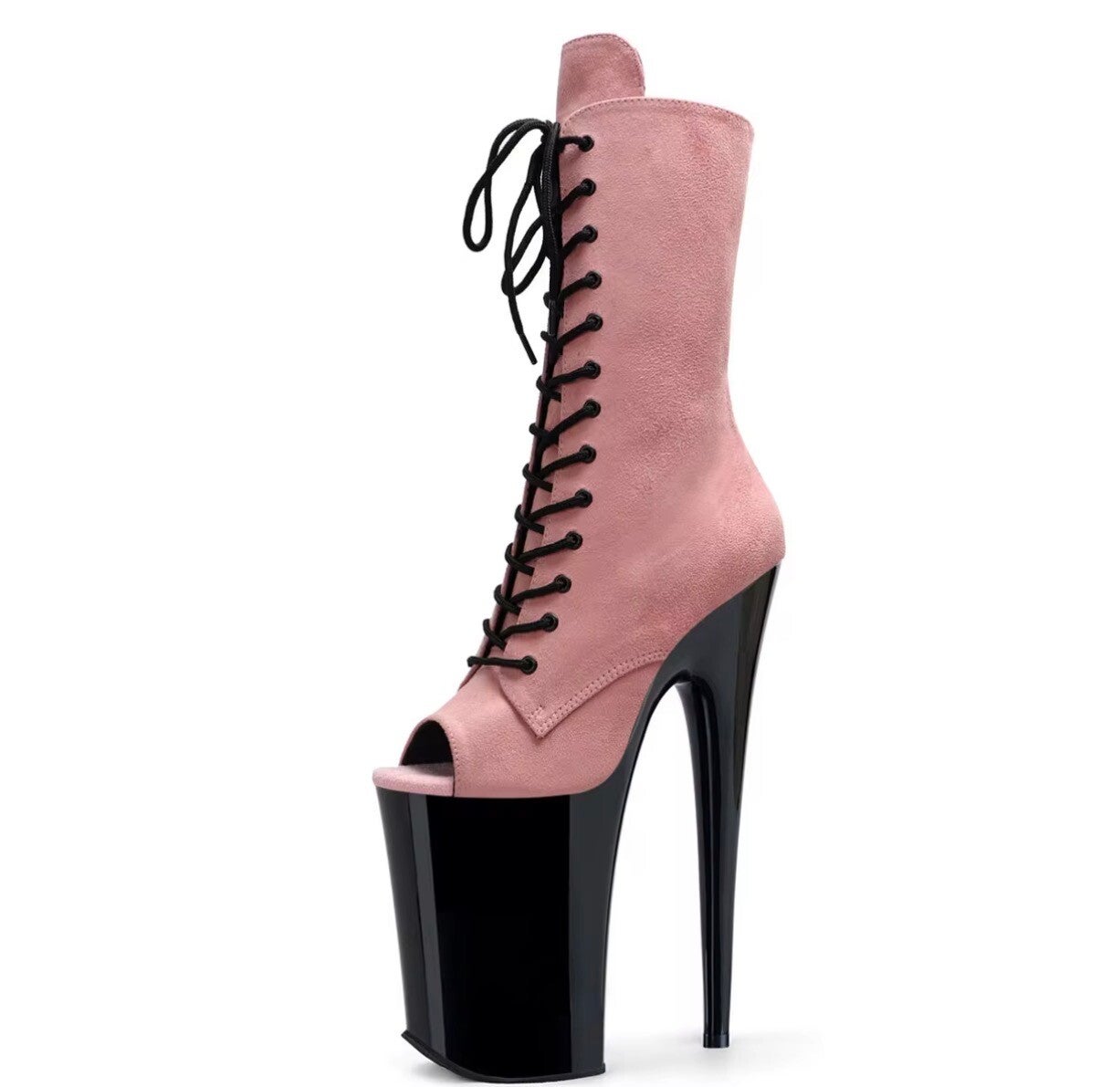 9 inch open toe black and colorful platform booties