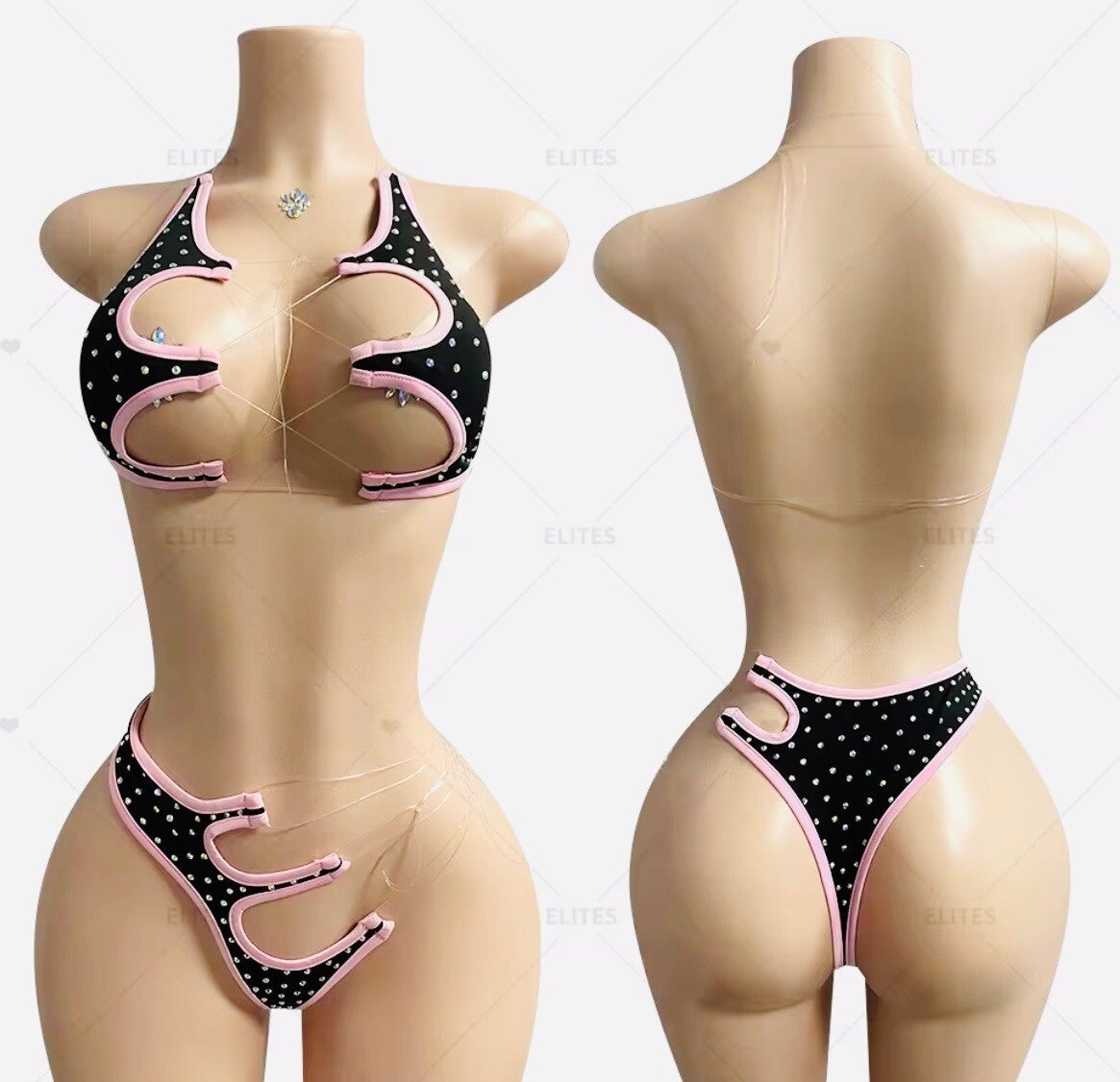 Handmade authentic two-piece cut out bikini set