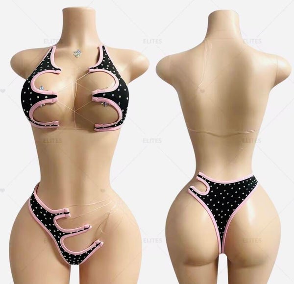 Handmade authentic two-piece cut out bikini set
