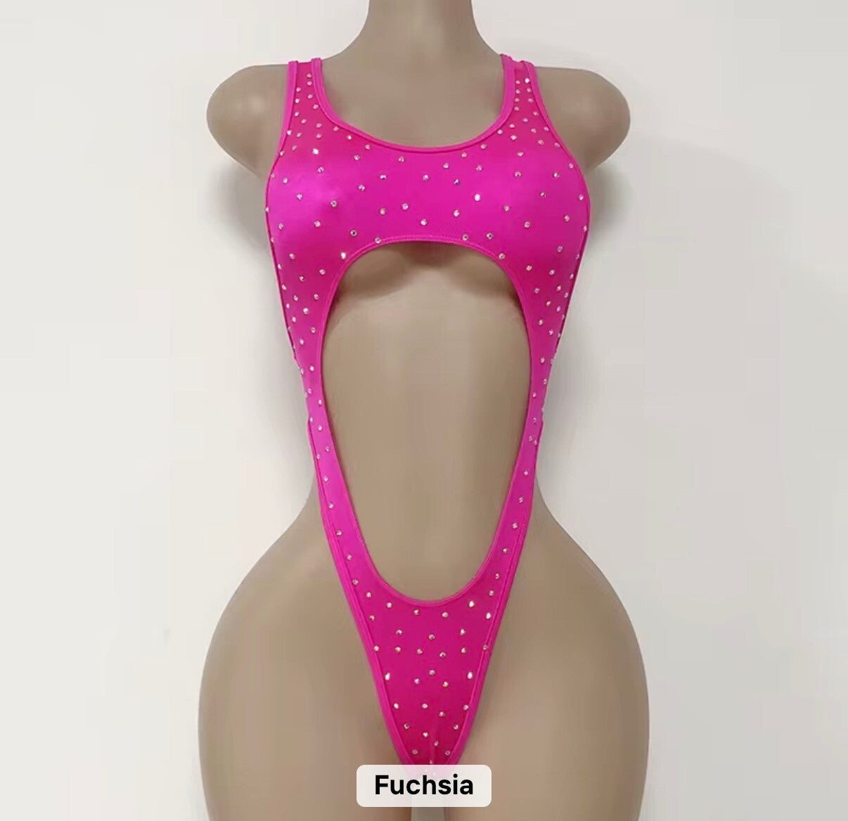 Bold neon gemstoned cut-out one piece set