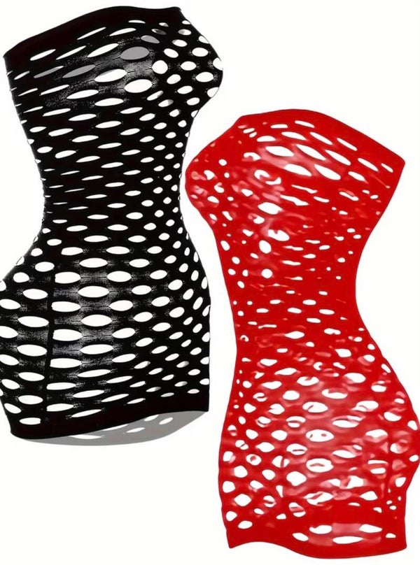 Distressed Cutout Fishnet Mini Dress | Stretch Mesh Exotic Dancewear