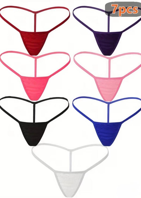 Seven pack of multicolored butterfly thongs