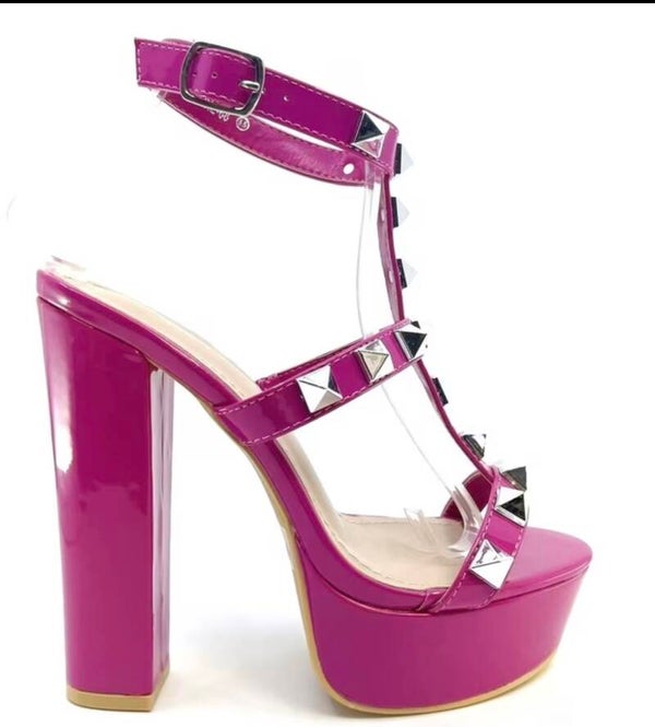 Luxury hot pink patent platform heels