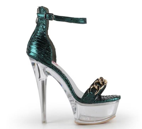 Emerald Luxe Chain Platform Sandals