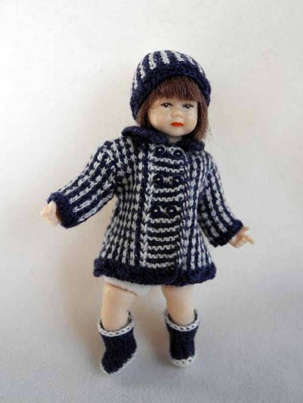 Peuter jas en muts, donkerblauw-wit - Sorry , only in Dutch