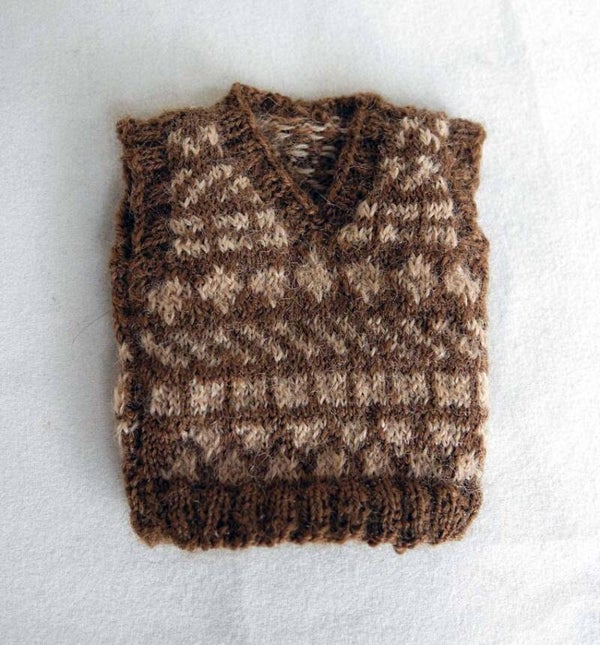 Bruine heren slipover met motieven - Gents slipover with motivs brown