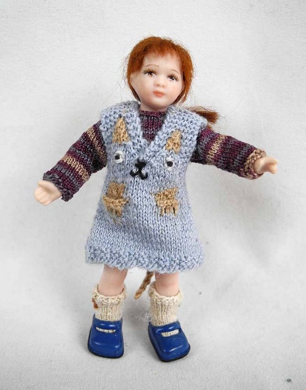 Meisjes overgooier met poes - Girl's pinafore with cat