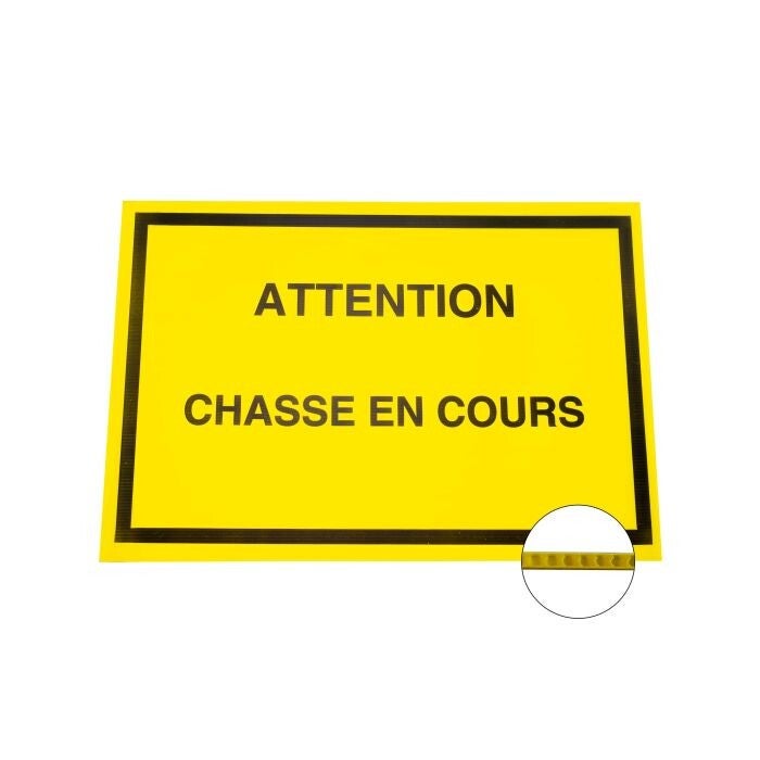 JANUEL PANNEAU ATTENTION CHASSE EN COURS JAUNE 600X400