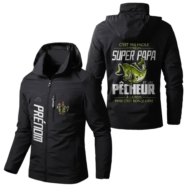 VESTE IMPERMEABLE ET COUPE VENT PERSONNALISABLE SUPER PAPA ET UN PECHEUR