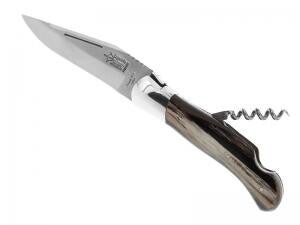 LAGUIOLE COUTEAU DE POCHE G.DAVID 2P FACON CORNE NOIRE MITRE INOX 12CM