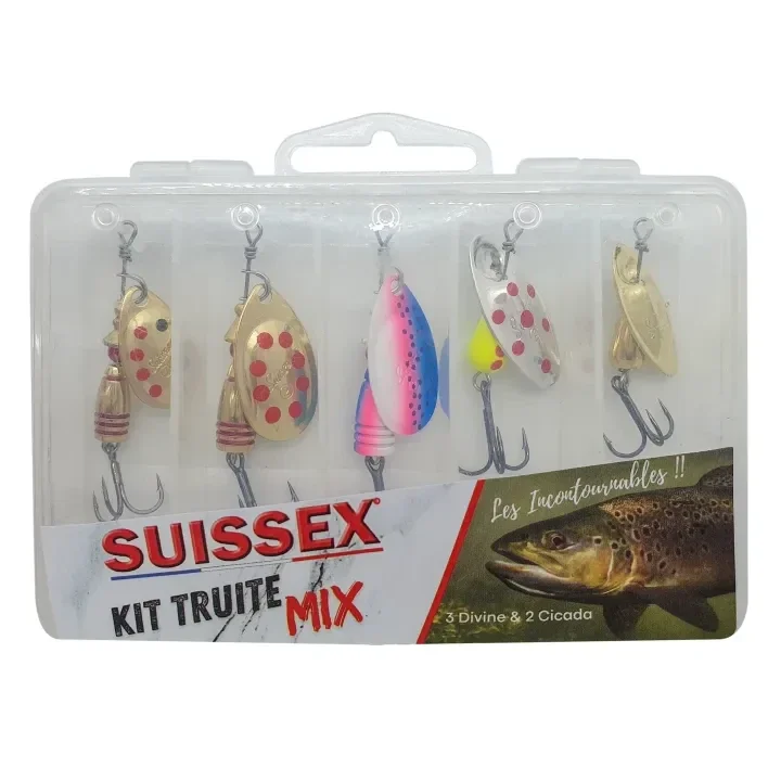 Suissex Divine Cuiller De Pêche Argentée – Poids N°1 à N°4, Pour Truite, Perche Et Black-bass