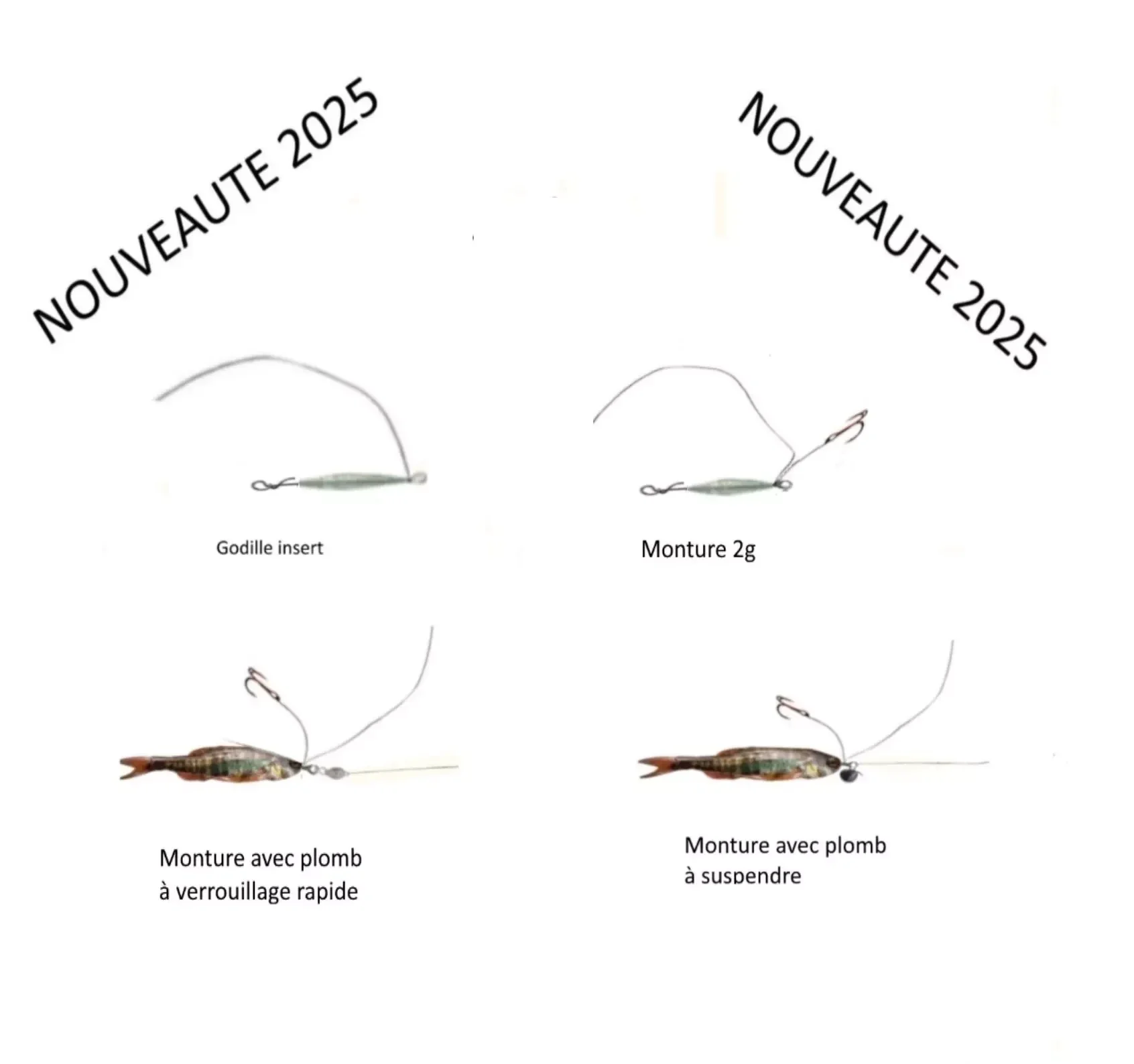 VARIO GODILLES INSERTS ET MONTURES TRUITE A PLOMB DEMONTABLE (MONTAGE TRIPLE DORSAL)