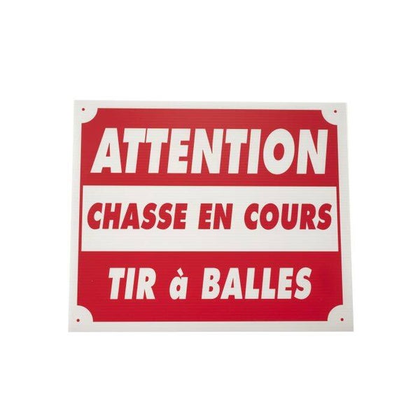 JANUEL PANNEAU ATTENTION CHASSE EN COURS TIR A BALLES DIM 25 x 30 CM EN  POLYPROPYLENE ALVEOLAIRE