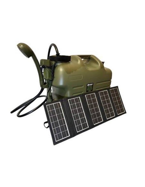 HOLDCARP DOUCHE DE CAMPING RECHARGEABLE 25L + SOLAIRE 10W