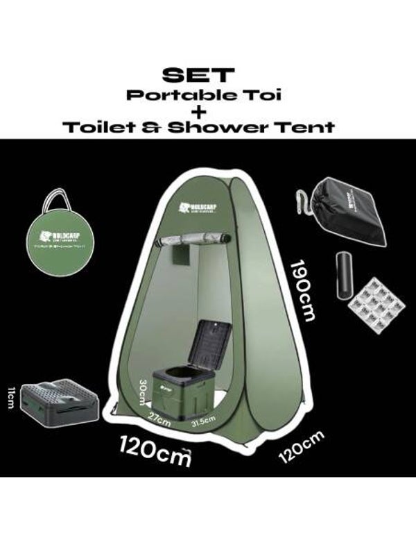 HOLDCARP SET - TOILETTES PLIANTES PORTABLES + TENTE TOILETTE/DOUCHE