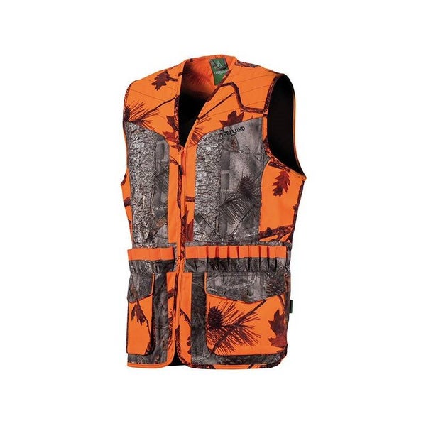 TREELAND GILET DE CHASSE LEGER CAMO ORANGE FOREST CALIBRE 20 T600CAL20