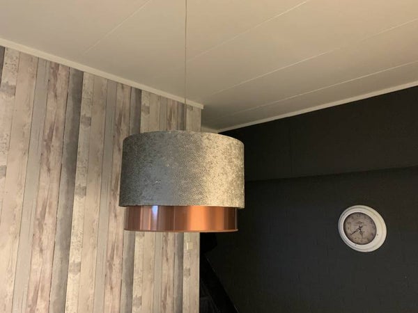 Dubbele lampenkap Largo taupe/Alu brons