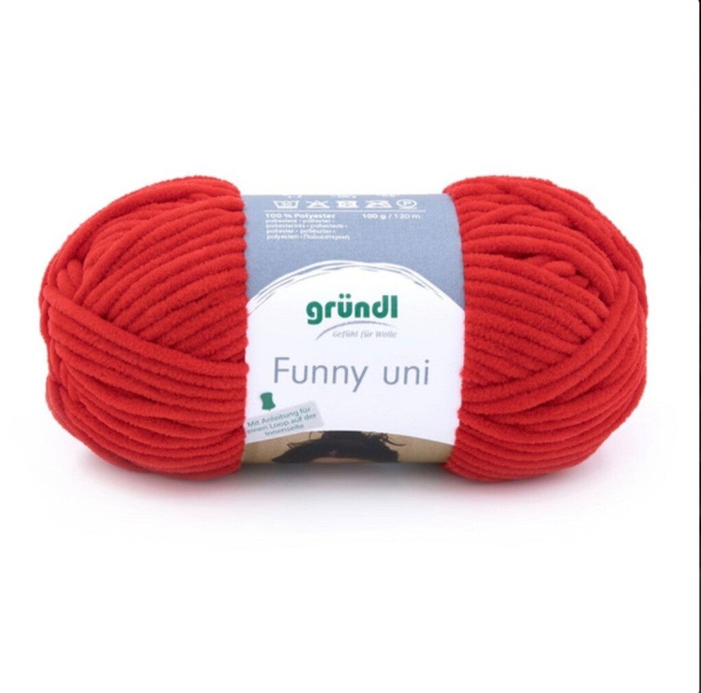 Gründl Funny uni - kuscheliges Chenillegarn - kirschrot